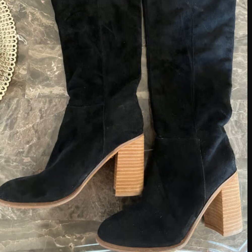 Oasis Society Tall Black Suede Boots Size 7 1/2